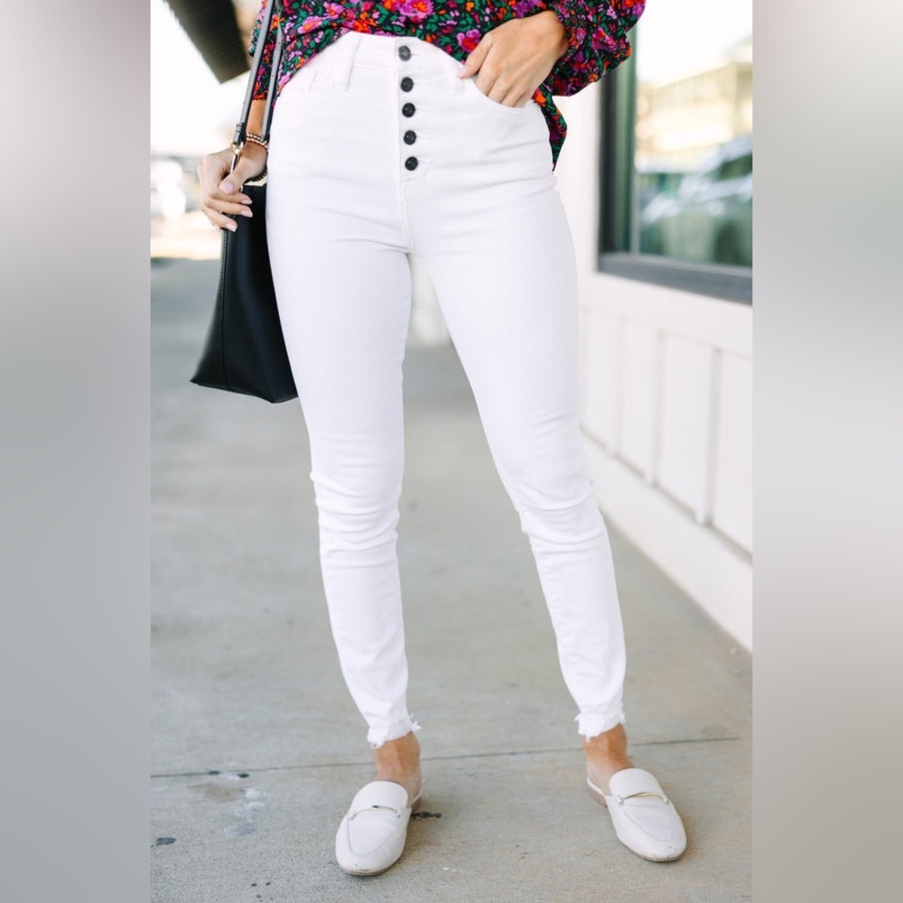 White High Rise Skinny Ankle Jeans 29